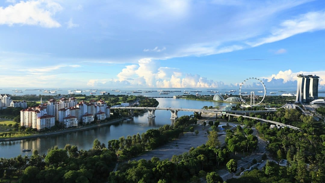 Singapore residential skyline near water